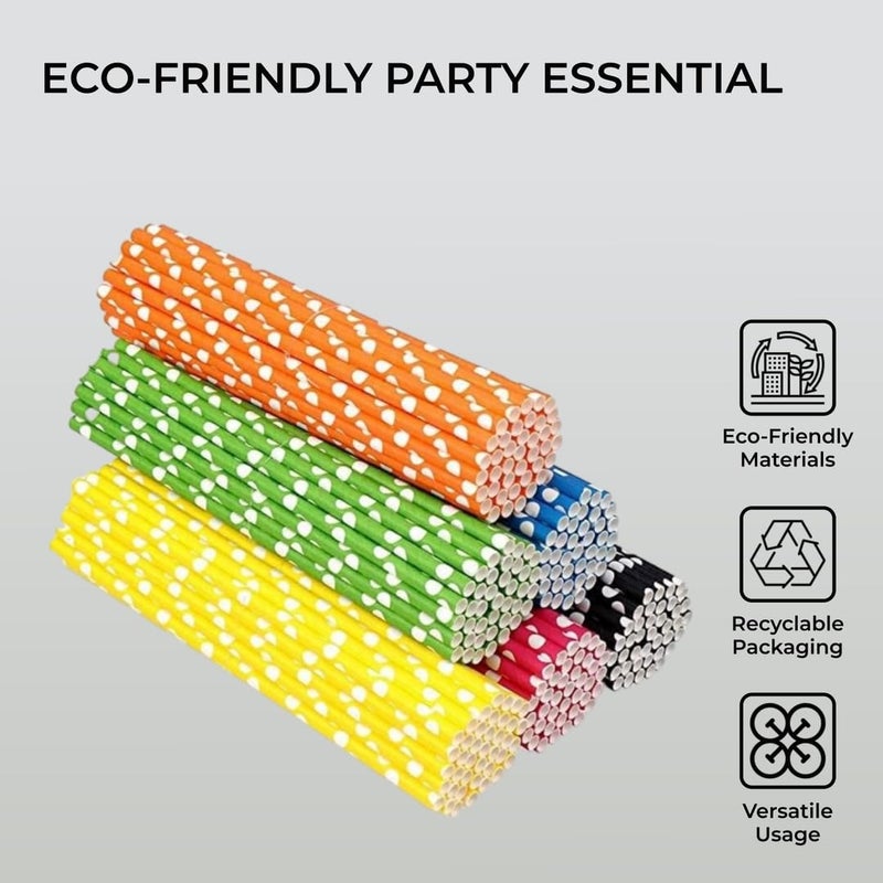 H&S Biodegradable Paper Straws for Drinking - 120pcs - Recyclable Multi Colored Party Straw Set - Image 3